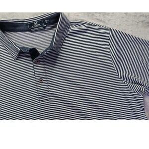 Coast Slipknot‎ Polo Mens XXL Navy Blue White Striped Short Sleeve Cotton Blend
